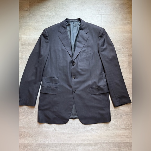 Ermenegildo Zegna 15 Milmil 15 Dark Gray Subtle Stripes100% Wool Blazer IT46